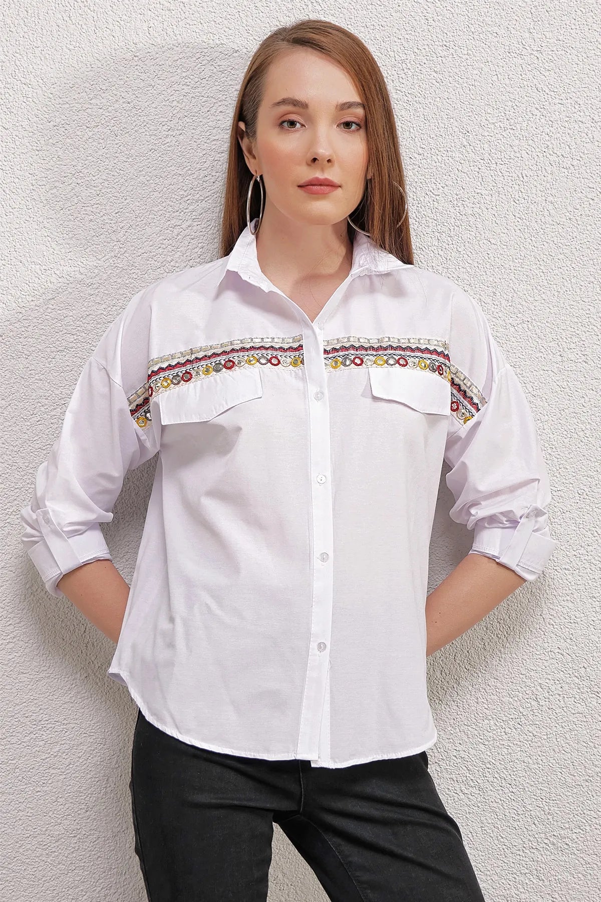 Rodi Kadın Önü Nakışlı Gömlek RD23YB020147